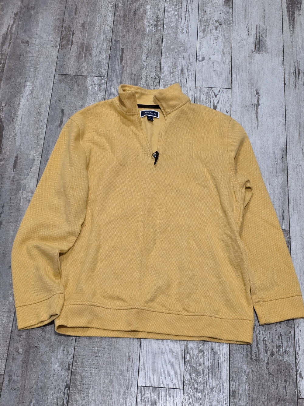 (S) Men's Club Room Quarter Zip Pullover Sweater Bright Yellow Soft Cotton Blend